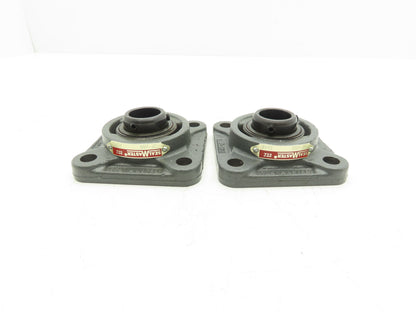 SealMaster SF-206 Flange Mount Ball Bearing 25 mm Bore 4-Bolt Lot of 2