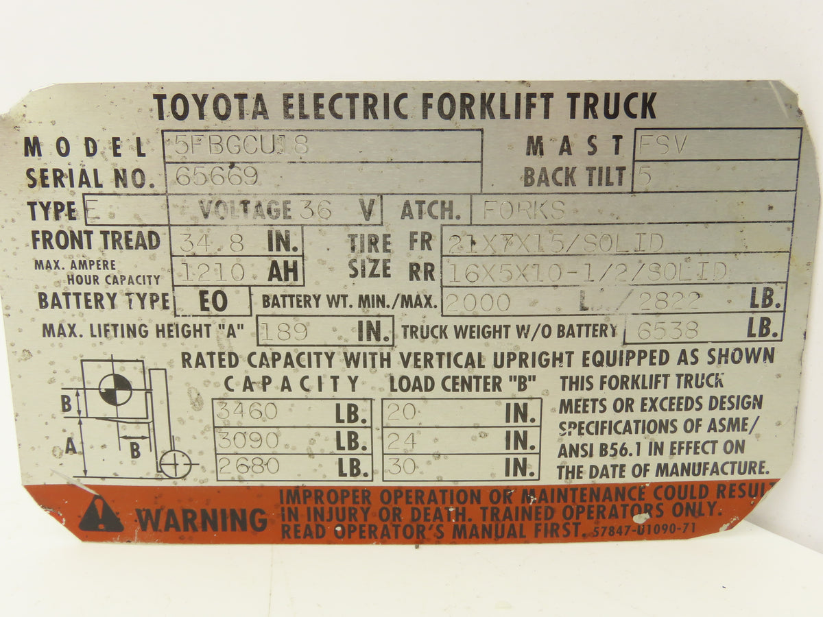 Toyota 5FBGCU18 Forklift Throttle Accelerator Pedal & Potentiometer Assembly