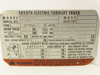 Toyota 5FBGCU18 Forklift Throttle Accelerator Pedal & Potentiometer Assembly