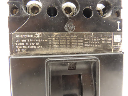 Westinghouse  LB3400F Circuit Breaker 400A 600V Type LB 3 Pole