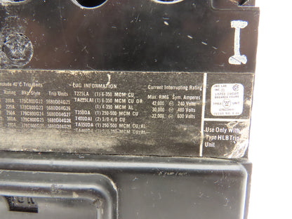 Westinghouse  LB3400F Circuit Breaker 400A 600V Type LB 3 Pole