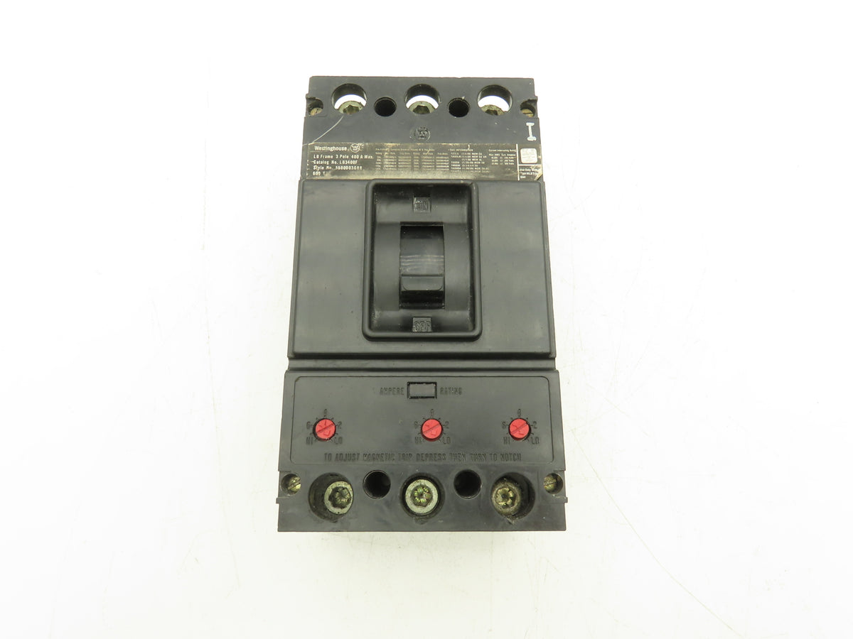 Westinghouse  LB3400F Circuit Breaker 400A 600V Type LB 3 Pole