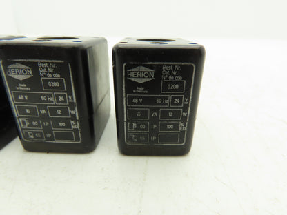 Herion 0200 Coil Solenoid Valve 48VAC 50 Hz 24 VDC 3 Pin Connector Lot of 3