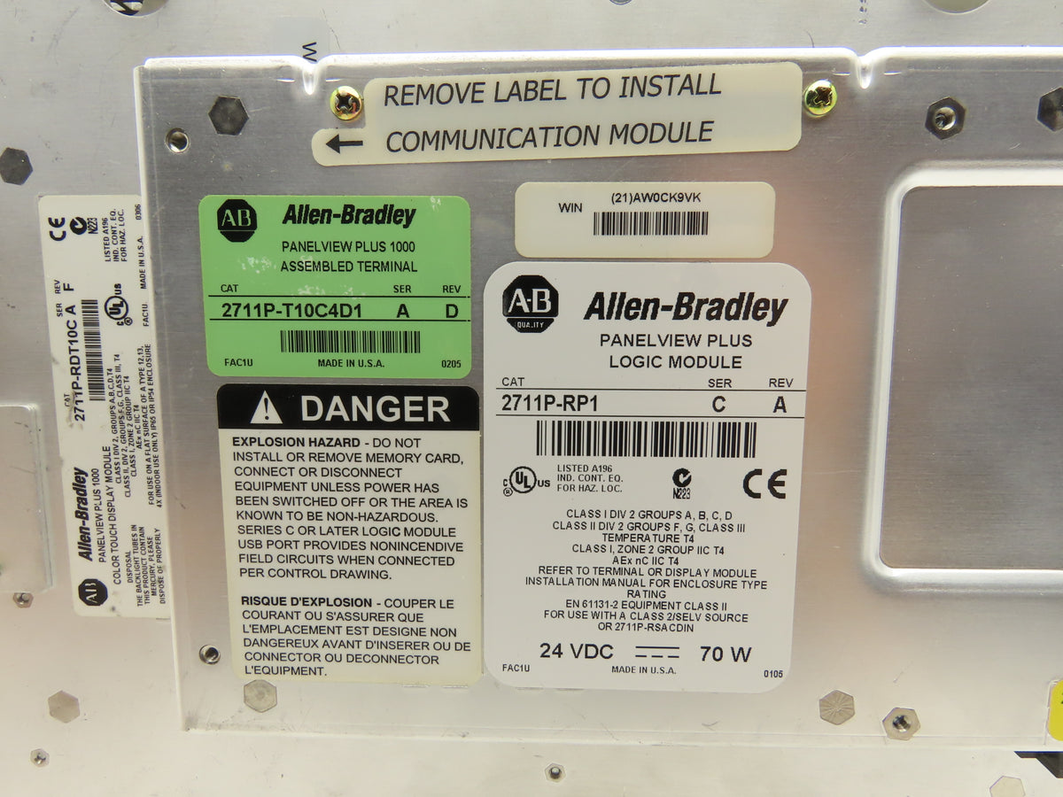 Allen Bradley 2711P-T10C4D1 HMI PanelView Plus 1000 10.4" Operator Touch Panel