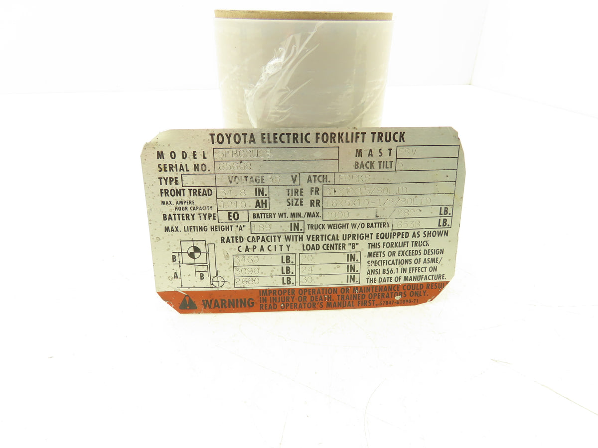 Toyota 14310-U2090-71 Electric Forklift Hydraulic Pump Motor 36/48V Off 5FBGCU18