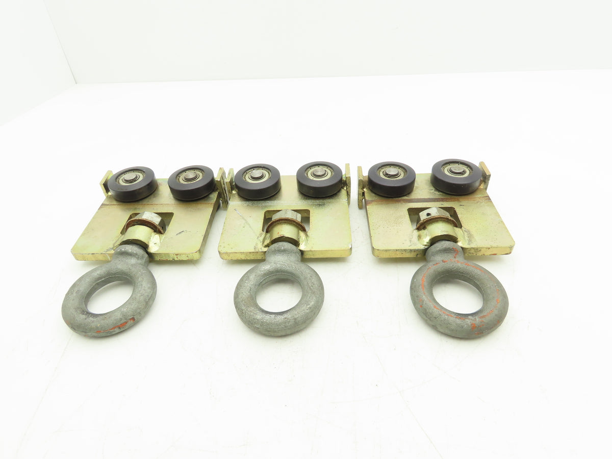 Trolly w #5000 Chicago 28 Eye Bolt Threaded 4 wheel Hard Nylon Lot of 3