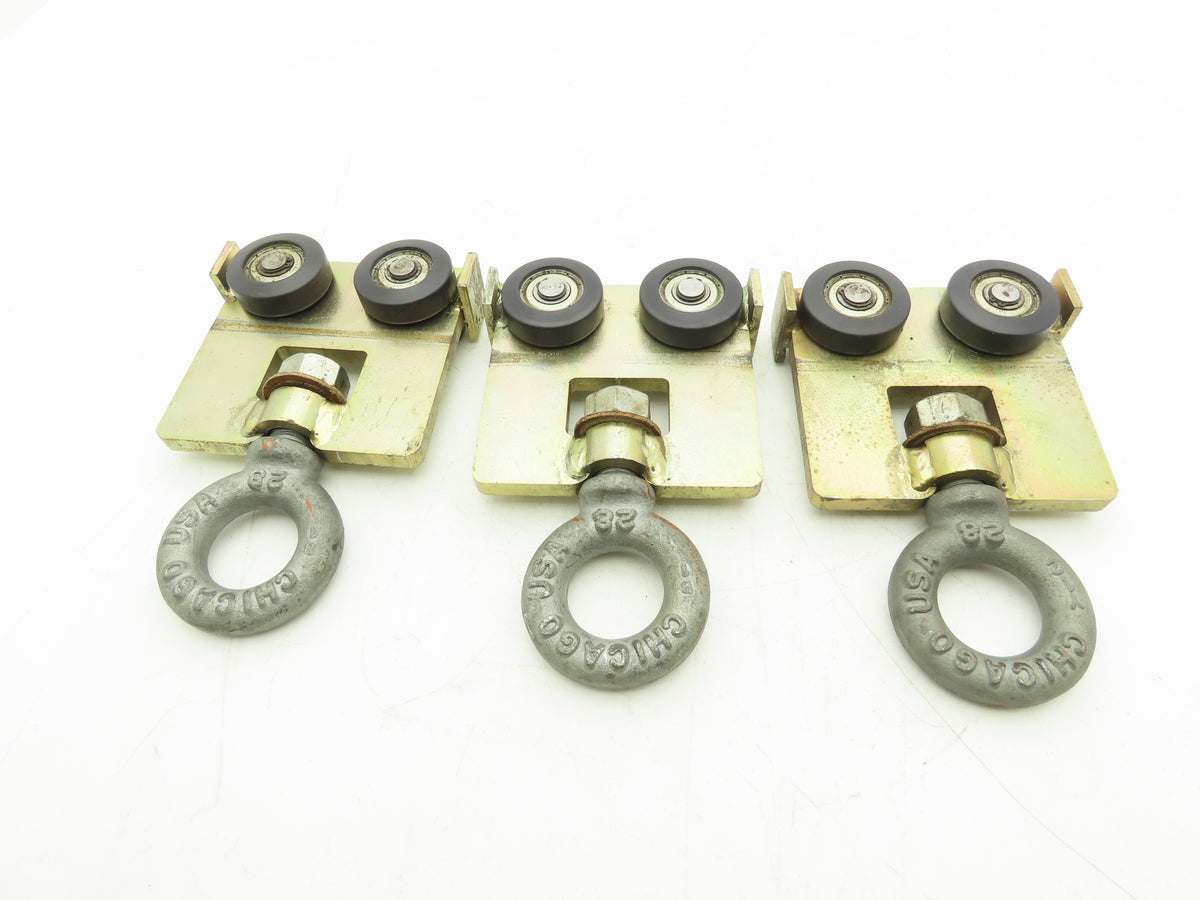 Trolly w #5000 Chicago 28 Eye Bolt Threaded 4 wheel Hard Nylon Lot of 3