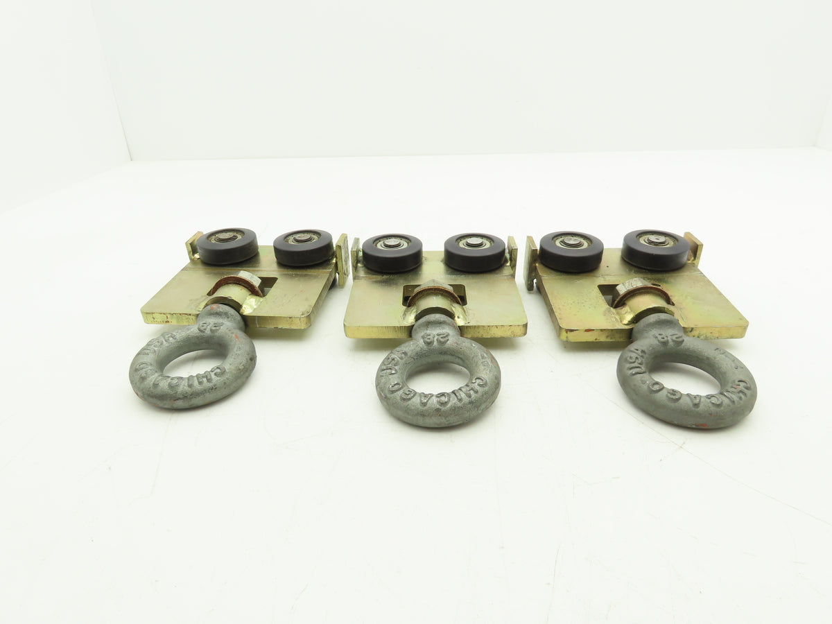 Trolly w #5000 Chicago 28 Eye Bolt Threaded 4 wheel Hard Nylon Lot of 3