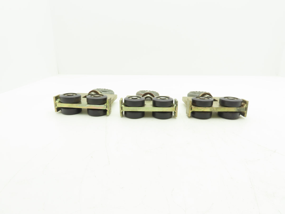 Trolly w #5000 Chicago 28 Eye Bolt Threaded 4 wheel Hard Nylon Lot of 3