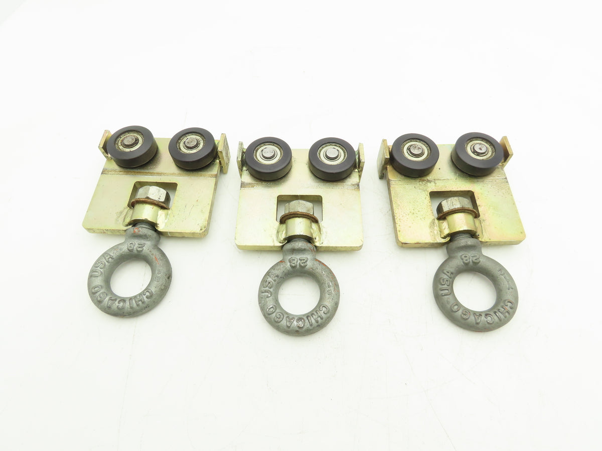 Trolly w #5000 Chicago 28 Eye Bolt Threaded 4 wheel Hard Nylon Lot of 3