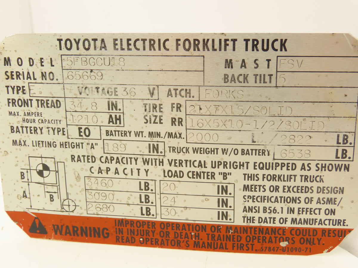 Toyota 24360-13301-71 Electric Forklift Resistor Panel Removed From 5FBGCU18