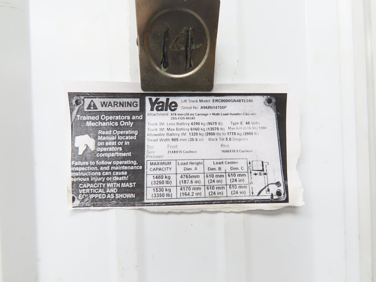 Yale Forklift Front Dual Wheel Drive Axle Assembly 6-Lug Off ERC060VGN48TE088