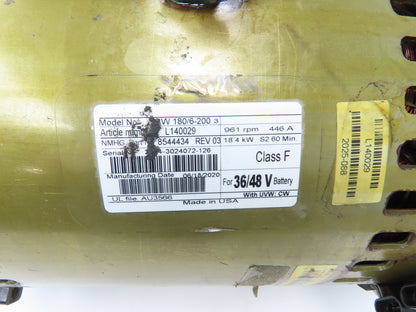 Danaher Controls 8544434 Yale Forklift E60Z Traction Motor 36/48V 961RPM