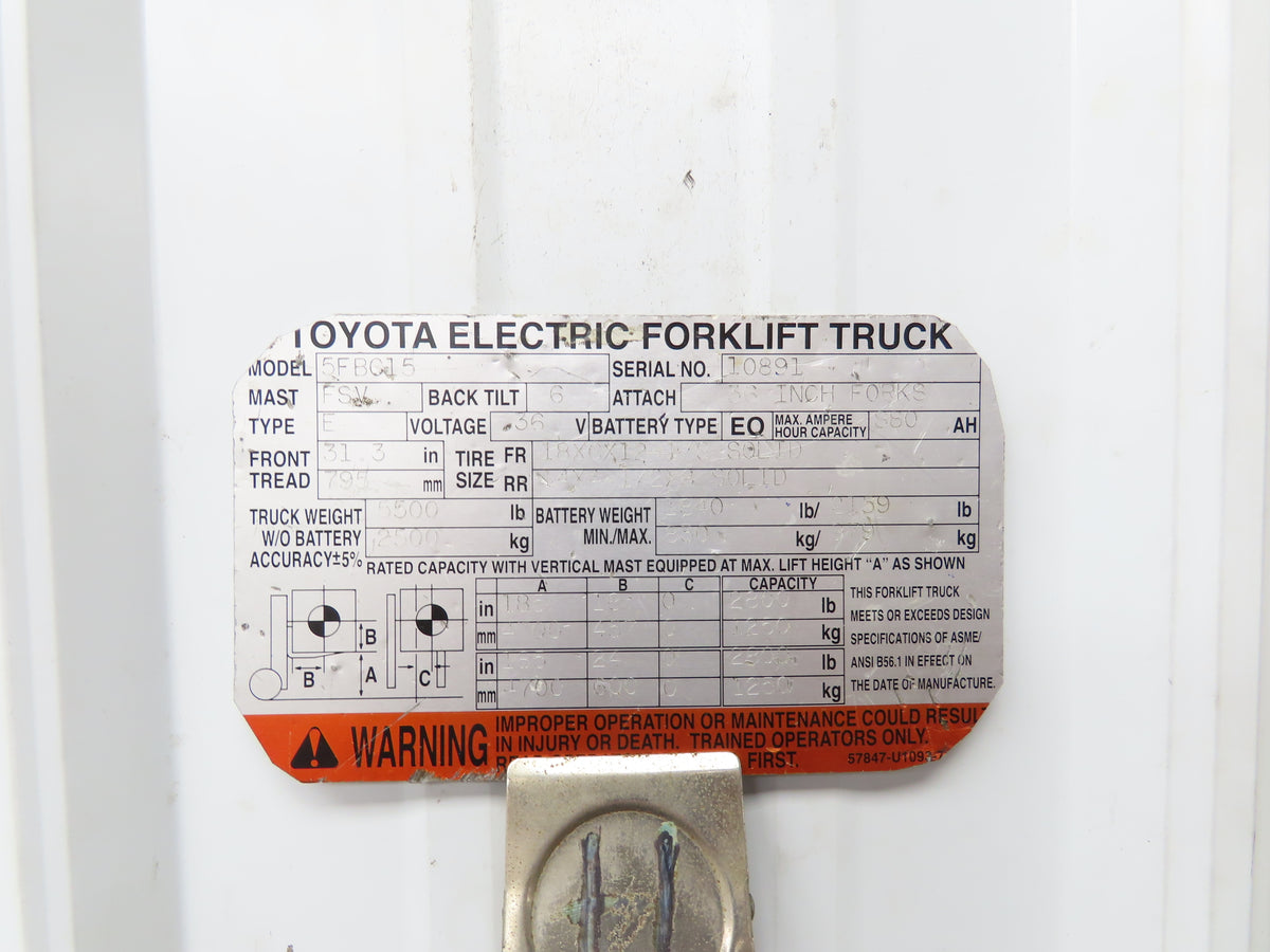 Toyota 14110-13300-71B Electric Forklift Motor 36/48V 5.2/6.8kW Off 5FBC15