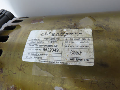 Danaher Controls 8522349 Forklift Traction Motor 36/48V 961RPM Off E50Z-33