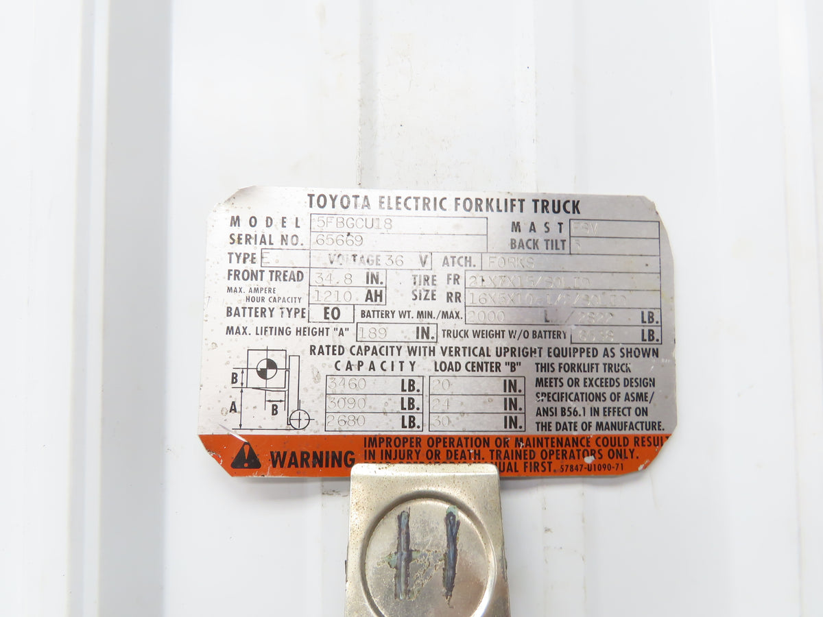 Toyota 14110-23301-71 Electric Forklift Motor 36/48V 6.8/9.3kW Off 5FBGCU18