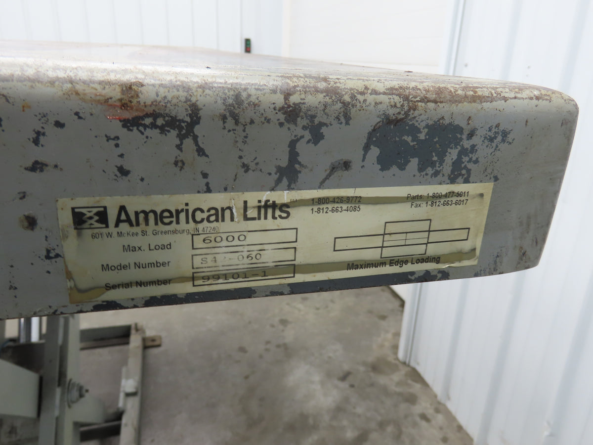 American Hydraulic Scissor Lift Table 6000lb 72x54" Top 43" Travel 3Ph