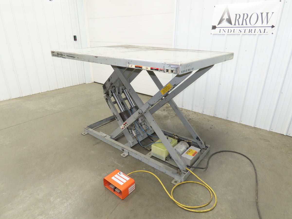 American Hydraulic Scissor Lift Table 6000lb 72x54" Top 43" Travel 3Ph