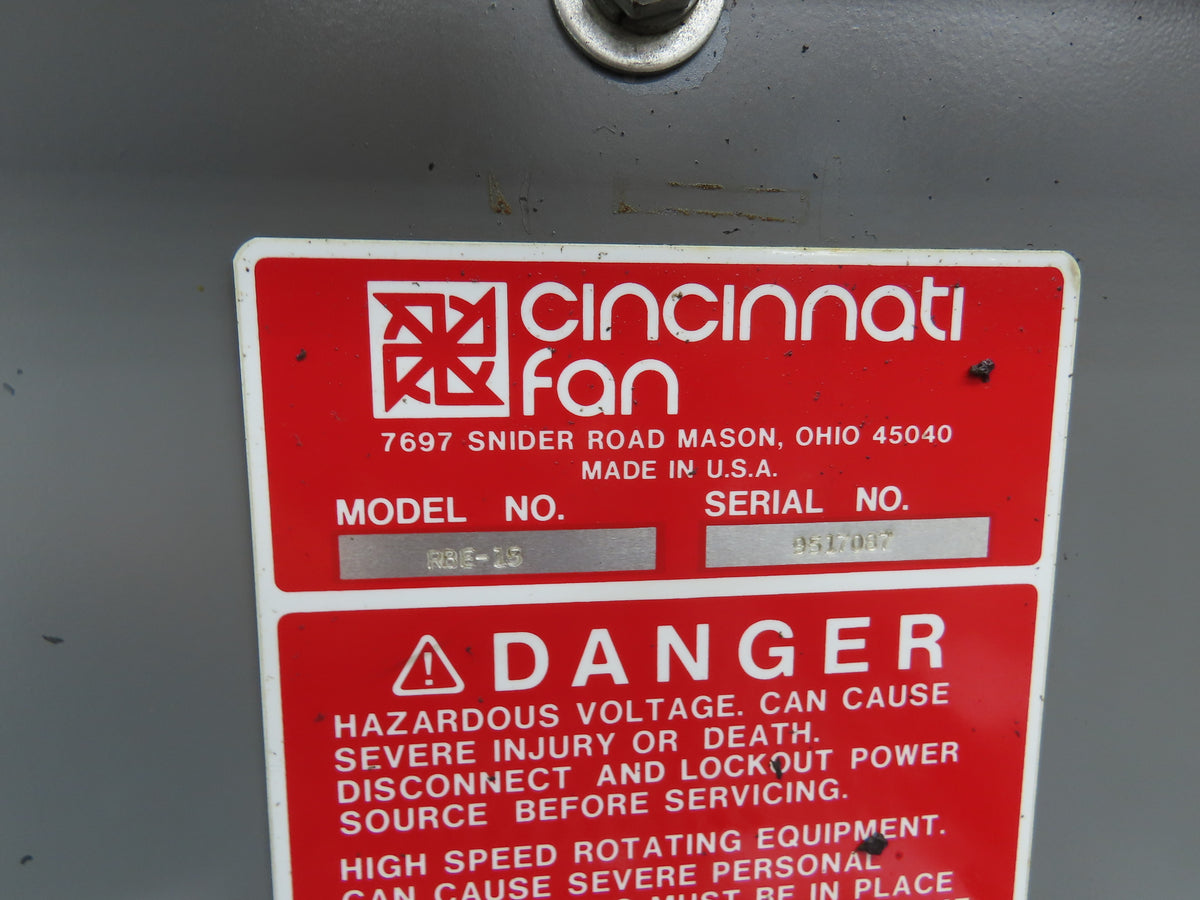 Cincinnati Fan RBE-15 Radial Blade Blower Exhauster 1760RPM 20Hp Baldor
