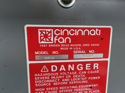 Cincinnati Fan RBE-15 Radial Blade Blower Exhauster 1760RPM 20Hp Baldor