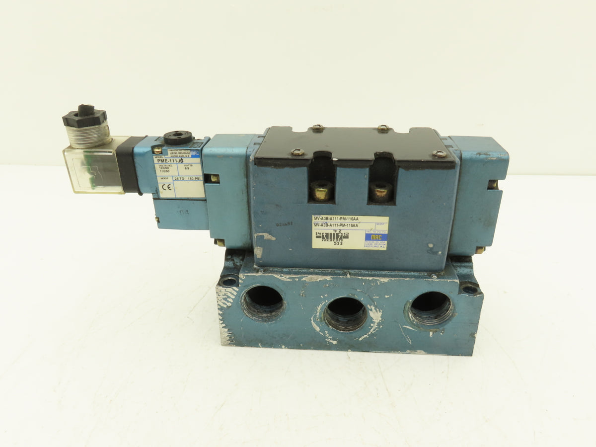 MAC MV-A3B-A111-PM-116AA Pneumatic Solenoid Valve 3/4"NPT Manifold 120V