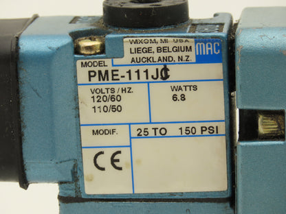 MAC MV-A3B-A111-PM-116AA Pneumatic Solenoid Valve 3/4"NPT Manifold 120V