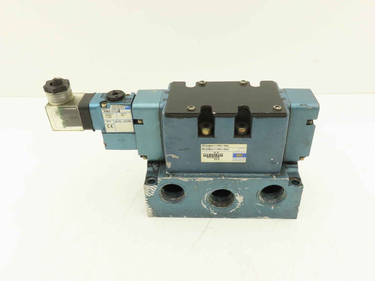 MAC MV-A3B-A111-PM-116AA Pneumatic Solenoid Valve 3/4"NPT Manifold 120V
