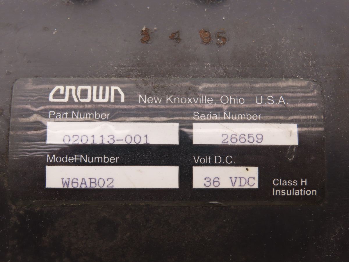 Crown 020113-001 Stand On Forklift Hydraulic Pump & Motor 36VDC Off 30RCTT
