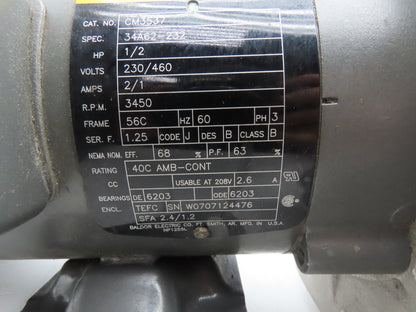 CM3537 4" Blower 1/2 Hp 3Ph Direct Drive Baldor Motor 8" Wheel Cast Aluminum