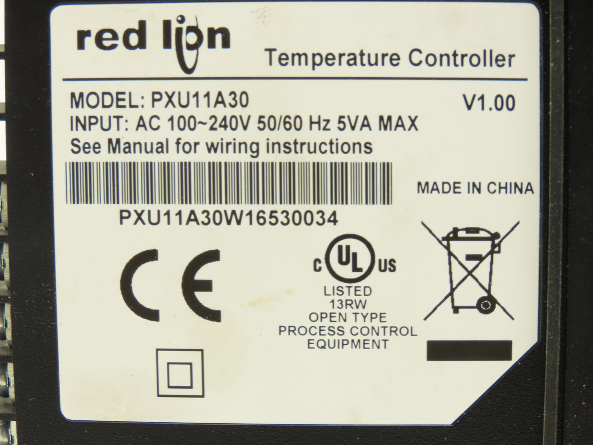 Red Lion PXU11A30 Temperature Controller 1/8 DIN PID Dual Relay RS-485 100-240V