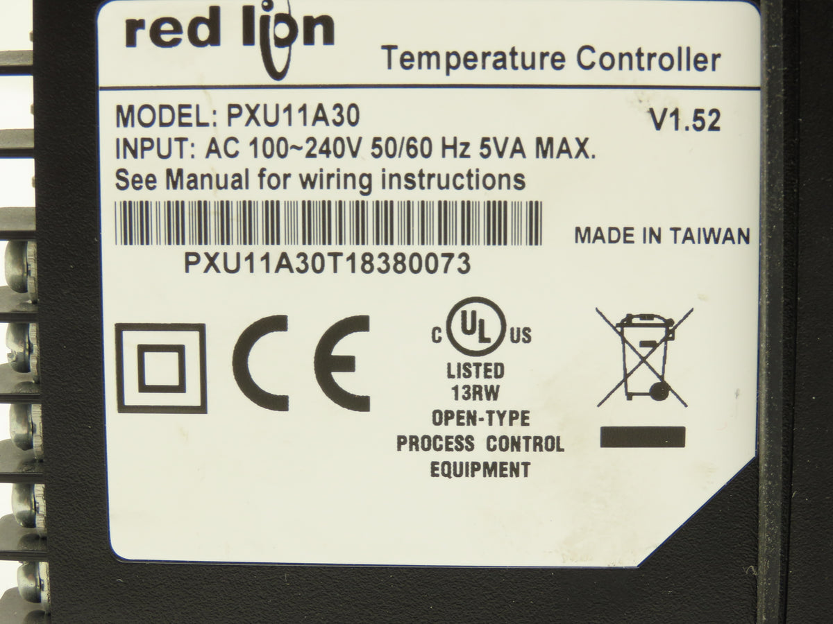 Red Lion PXU11A30 Temperature Controller 1/8 DIN PID Dual Relay RS-485 100-240V