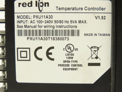 Red Lion PXU11A30 Temperature Controller 1/8 DIN PID Dual Relay RS-485 100-240V