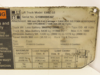 Crown 30921-45C Forklift Hydraulic Spool Valve Single Function Off 30RCTT