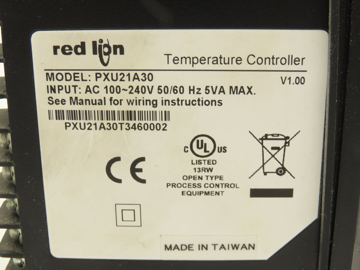 Red Lion PXU21A30 Temperature Controller 1/8 DIN PID Dual Relay RS-485 100-240V