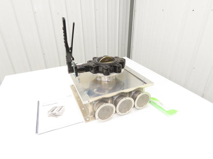 3-Port Distribution Take-Off Box Bulk Material Conveying 4" Butterfly Valve