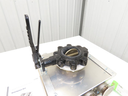 3-Port Distribution Take-Off Box Bulk Material Conveying 4" Butterfly Valve
