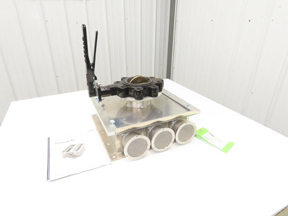 3-Port Distribution Take-Off Box Bulk Material Conveying 4" Butterfly Valve