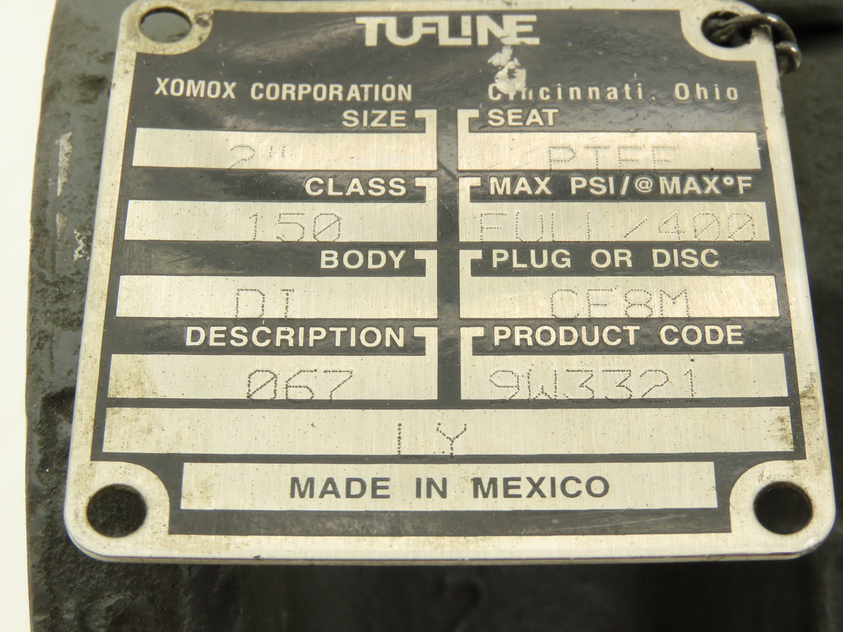 Xomox Tufline 067 Plug Valve 2" Flanged Class 150 Ductile Iron
