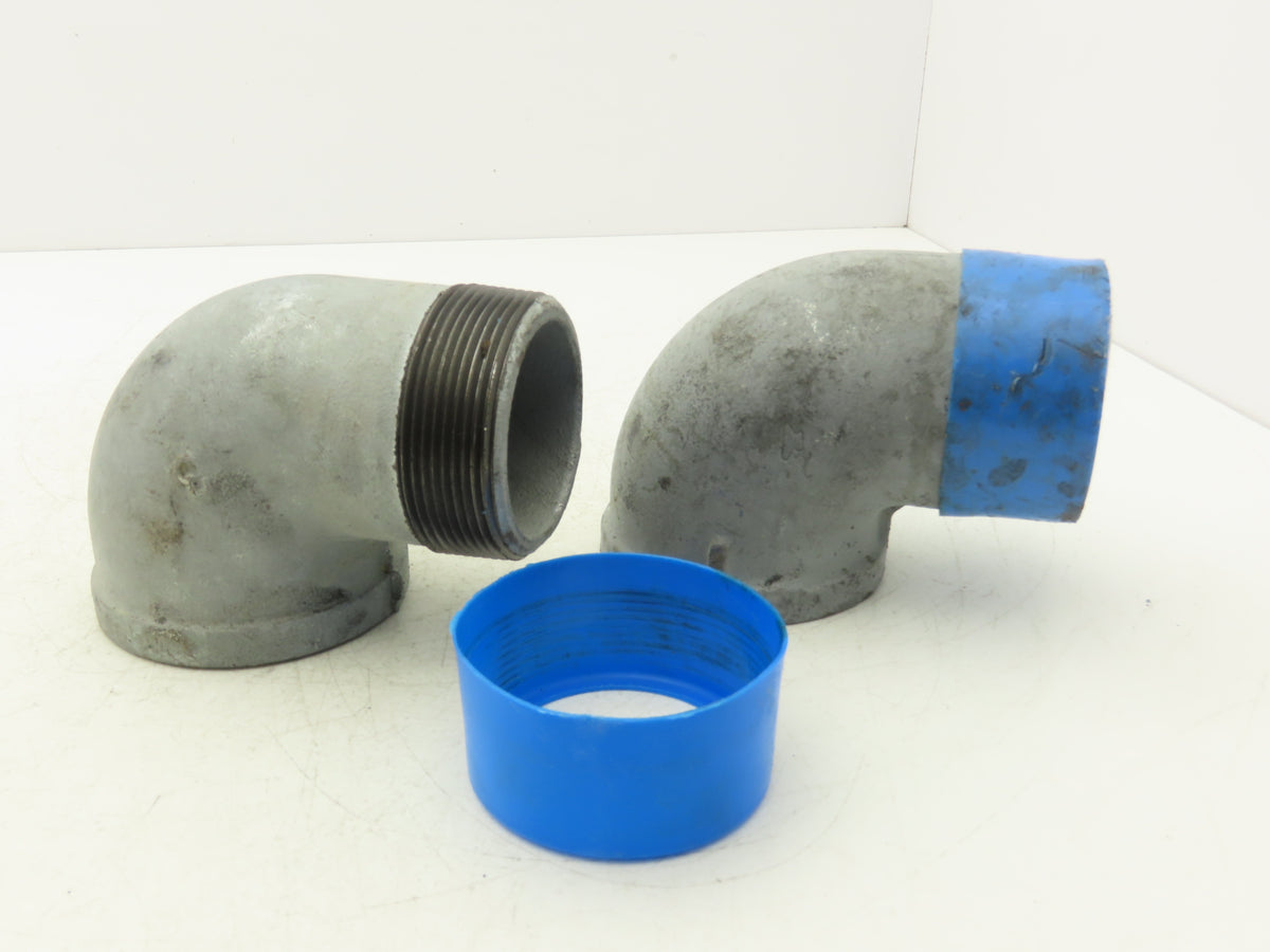 3"x 3" NPT 90° Deg Street Elbow Galvanized Malleable Iron Fitting Lot of 2