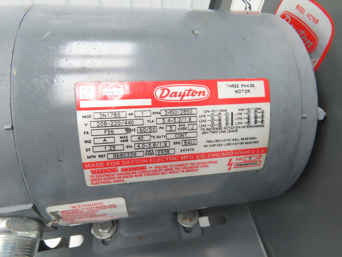 Dayton 4C108 High Pressure Blower 734 CFM 1Hp 3450rpm 230/460V Fan Lot of 2