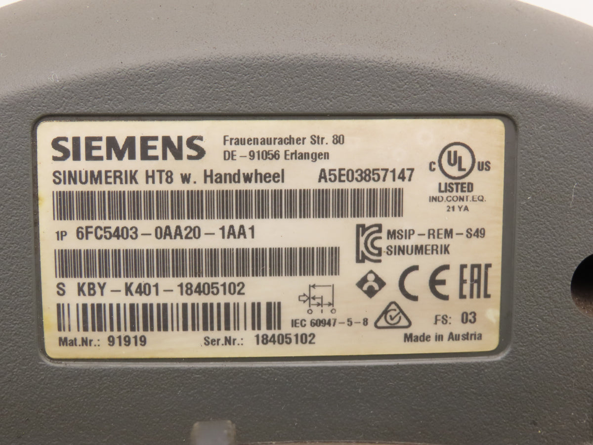 Siemens 6FC5 403-0AA20-1AA1 SINUMERIK HT 8 Handheld Terminal with Hand Wheel