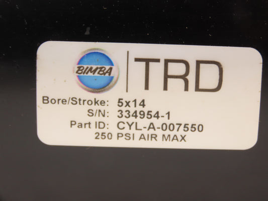 Bimba TRD CYL-A-007550 Pneumatic Air Cylinder 5" Bore 14" Stroke 250psi Clevis