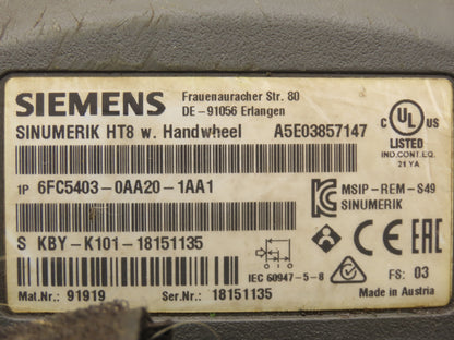 Siemens 6FC5 403-0AA20-1AA1 SINUMERIK HT 8 Handheld Terminal with Hand Wheel