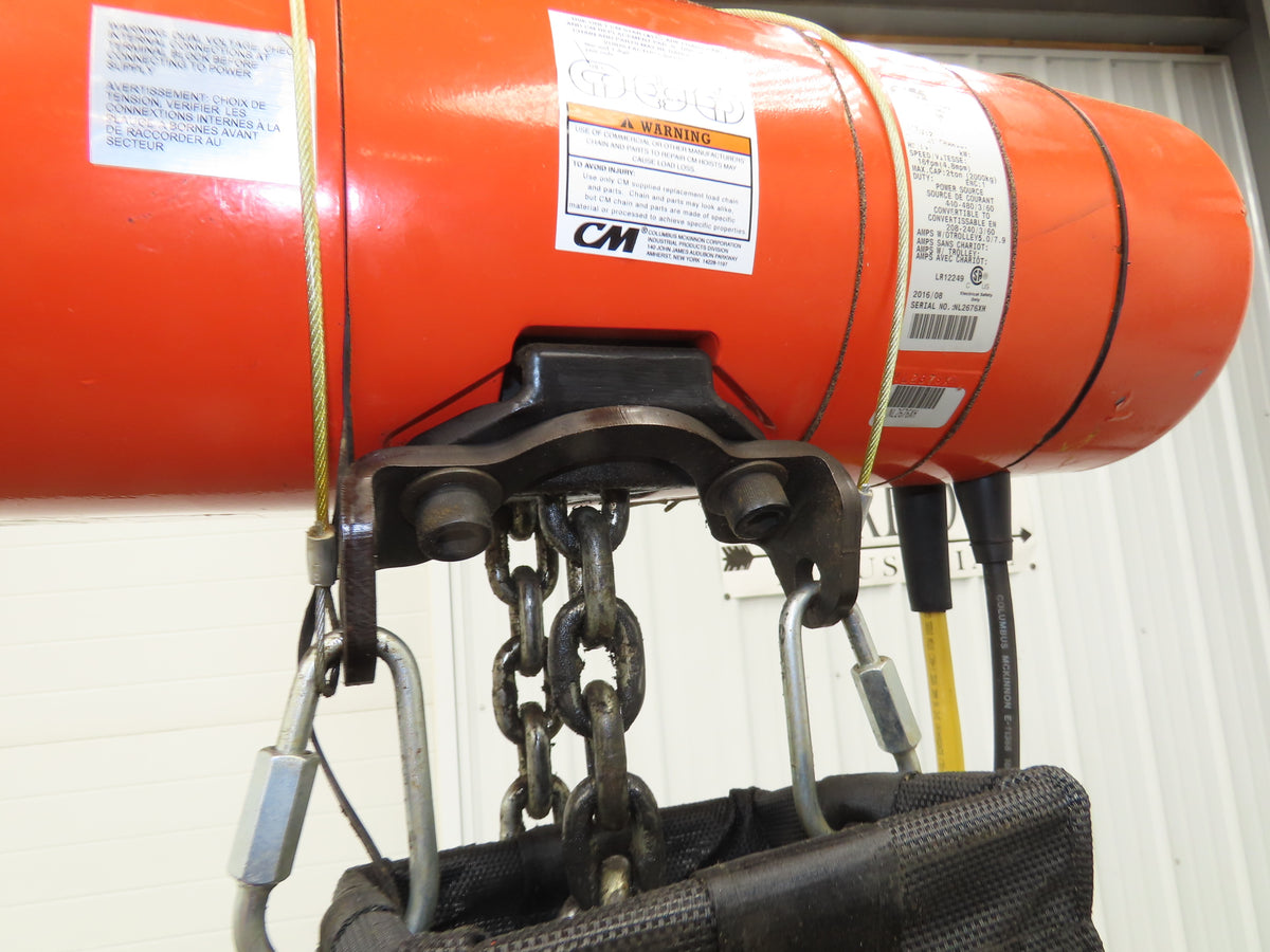 CM Lodestar Model RRS 2 Ton 4000lb Electric Chain Hoist 22' Lift 16 FPM 3PH 480V