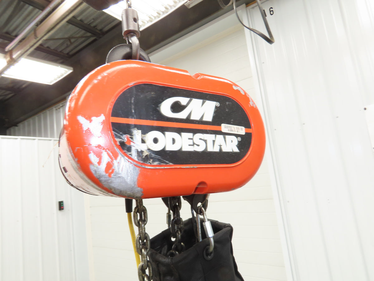 CM Lodestar Model RRS 2 Ton 4000lb Electric Chain Hoist 22' Lift 16 FPM 3PH 480V