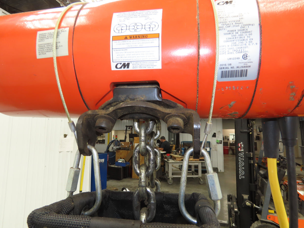 CM Lodestar Model RRS 2 Ton 4000lb Electric Chain Hoist 22' Lift 16 FPM 3PH 480V