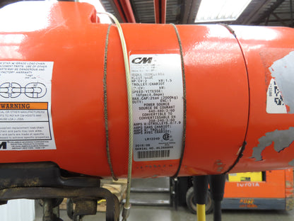 CM Lodestar Model RRS 2 Ton 4000lb Electric Chain Hoist 22' Lift 16 FPM 3PH 480V