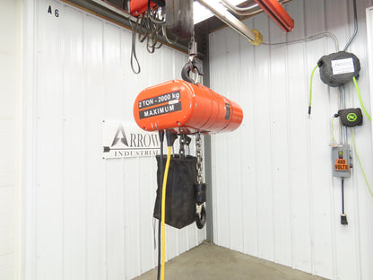 CM Lodestar Model RRS 2 Ton 4000lb Electric Chain Hoist 22' Lift 16 FPM 3PH 480V