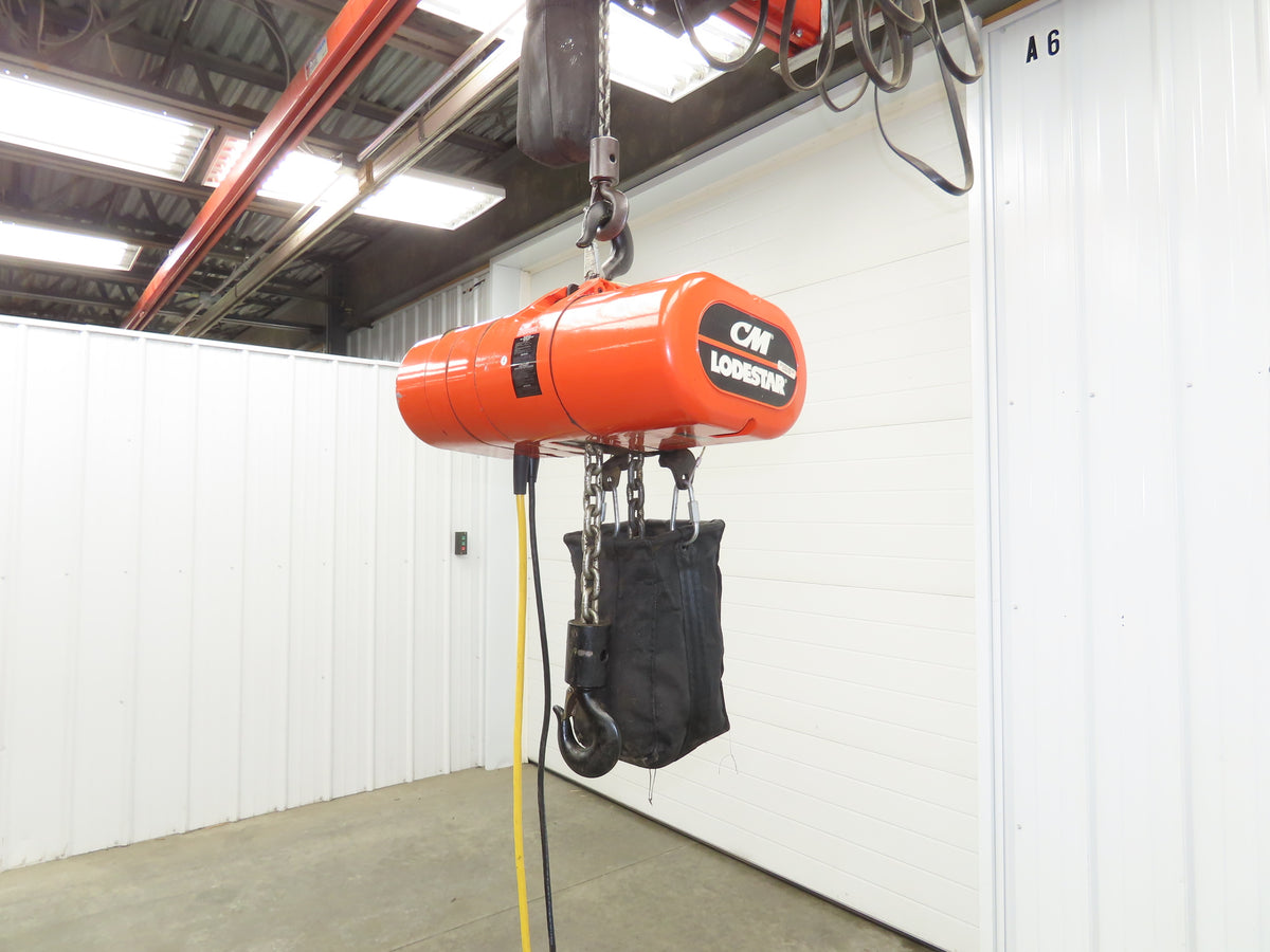 CM Lodestar Model RRS 2 Ton 4000lb Electric Chain Hoist 22' Lift 16 FPM 3PH 480V