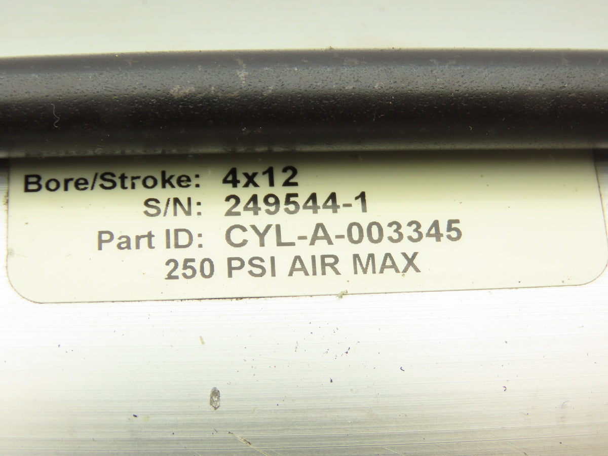 Bimba TRD Pneumatic Air Cylinder 4" Bore 12" Stroke 250psi 4-Port 3/4"NPT